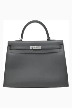 Gris Meyer Epsom leather Kelly Sellier 35 with Palladium-plated hardware and detachable shoulder strap