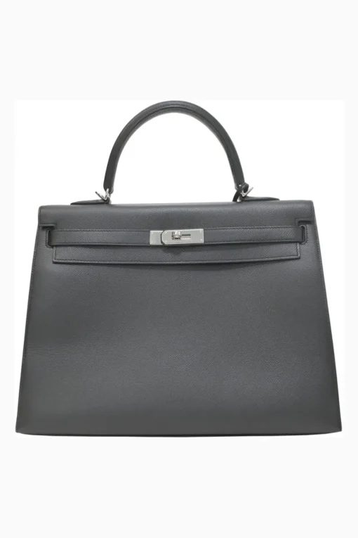 Gris Meyer Epsom leather Kelly Sellier 35 with Palladium-plated hardware and detachable shoulder strap