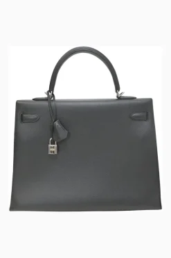 Gris Meyer Epsom leather Kelly Sellier 35 with Palladium-plated hardware and detachable shoulder strap