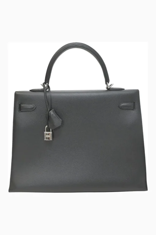 Gris Meyer Epsom leather Kelly Sellier 35 with Palladium-plated hardware and detachable shoulder strap