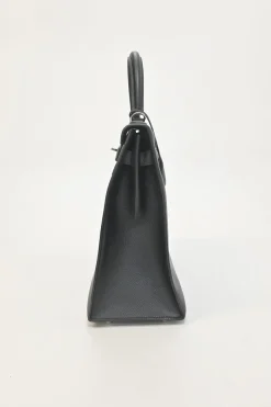 Gris Meyer Epsom leather Kelly Sellier 35 with Palladium-plated hardware and detachable shoulder strap