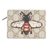 Gucci beige GG Supreme Abeille coated monogram canvas wallet/flap card case