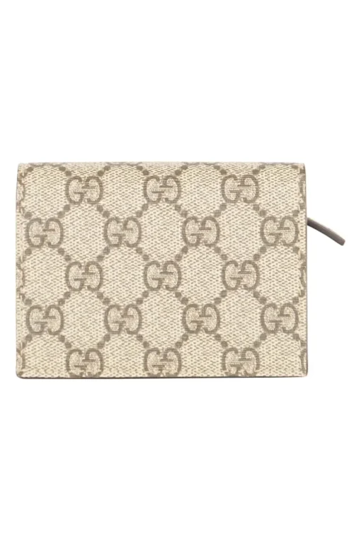 Gucci beige GG Supreme Abeille coated monogram canvas wallet/flap card case