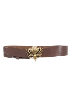 Gucci brown leather Hysteria Deer buckle belt