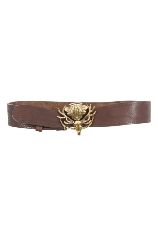 Gucci brown leather Hysteria Deer buckle belt