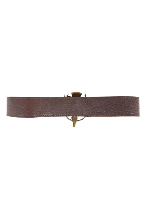 Gucci brown leather Hysteria Deer buckle belt