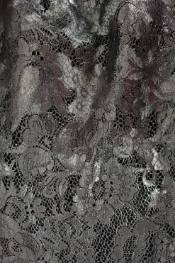 Gun metal lace embroidered mini skirt