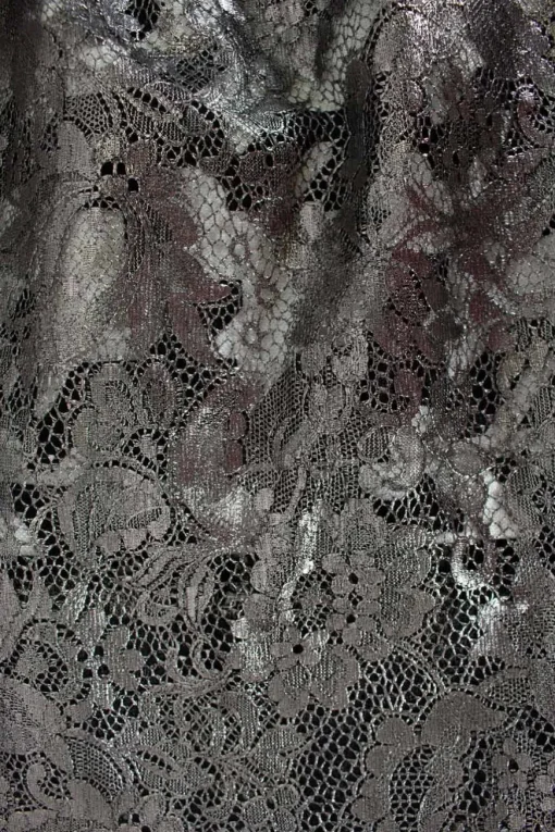 Gun metal lace embroidered mini skirt