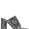 Gunmetal python-embossed leather slip-on block heel Oval mules