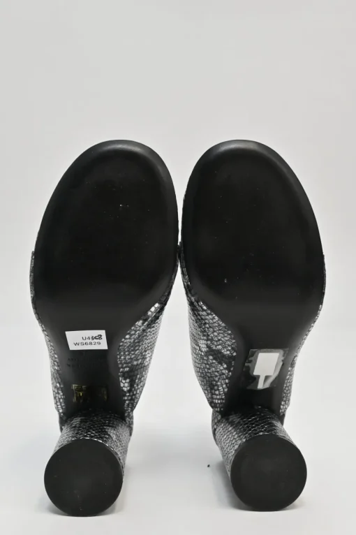 Gunmetal python-embossed leather slip-on block heel Oval mules