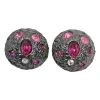 Gunmetal-finish hammered metal and pink synthetic gem pomellato clip earrings