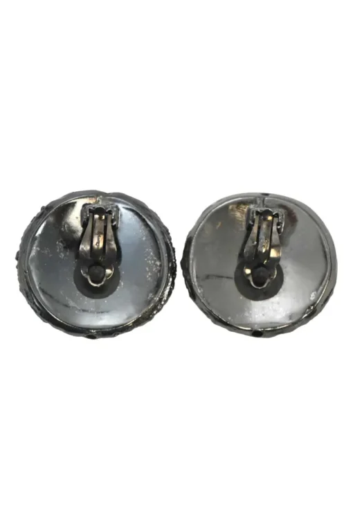 Gunmetal-finish hammered metal and pink synthetic gem pomellato clip earrings