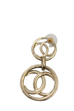Hammered gold-tone metal Coco Mark pendant earrings