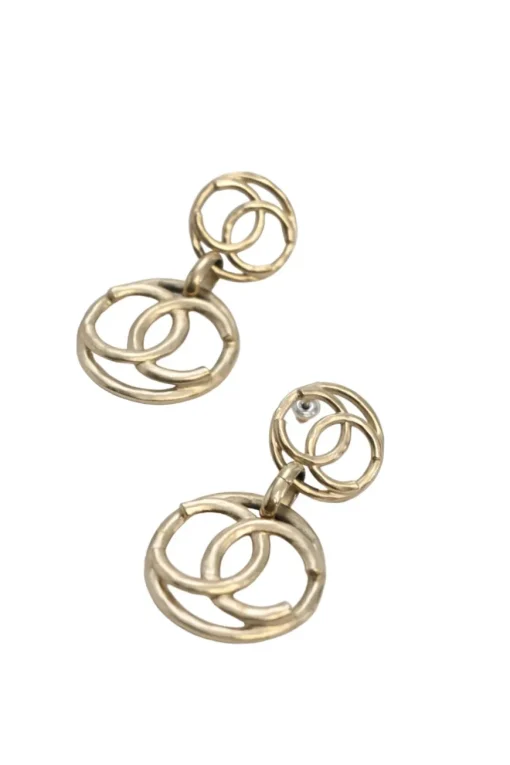 Hammered gold-tone metal Coco Mark pendant earrings