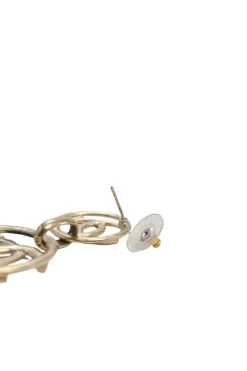 Hammered gold-tone metal Coco Mark pendant earrings