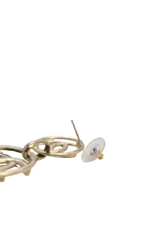 Hammered gold-tone metal Coco Mark pendant earrings