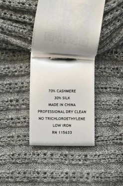 Heather grey cashmere-silk blend pointelle rib knit racerback tank top