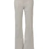 Heather grey cotton-blend roll-edge cotton French terry high-rise slit-leg flare pants