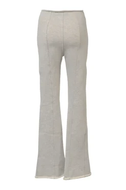 Heather grey cotton-blend roll-edge cotton French terry high-rise slit-leg flare pants