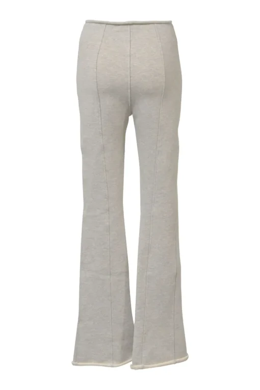 Heather grey cotton-blend roll-edge cotton French terry high-rise slit-leg flare pants