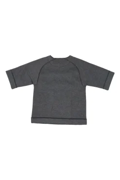 Heather grey embellished polyester-blend Dittalo short sleeve interlock knit top