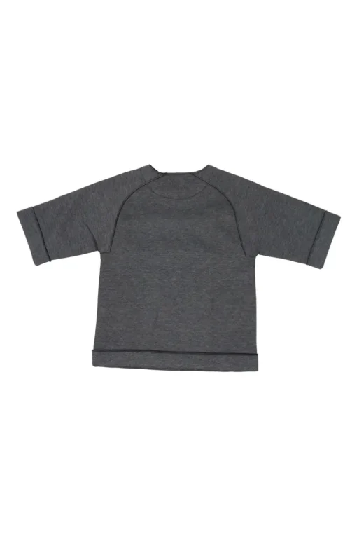 Heather grey embellished polyester-blend Dittalo short sleeve interlock knit top