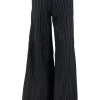 Hellessy wide legged black and white wide striped trousers in wool with side pockets, and elasticated waist band