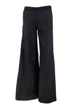 Hellessy wide legged black and white wide striped trousers in wool with side pockets, and elasticated waist band