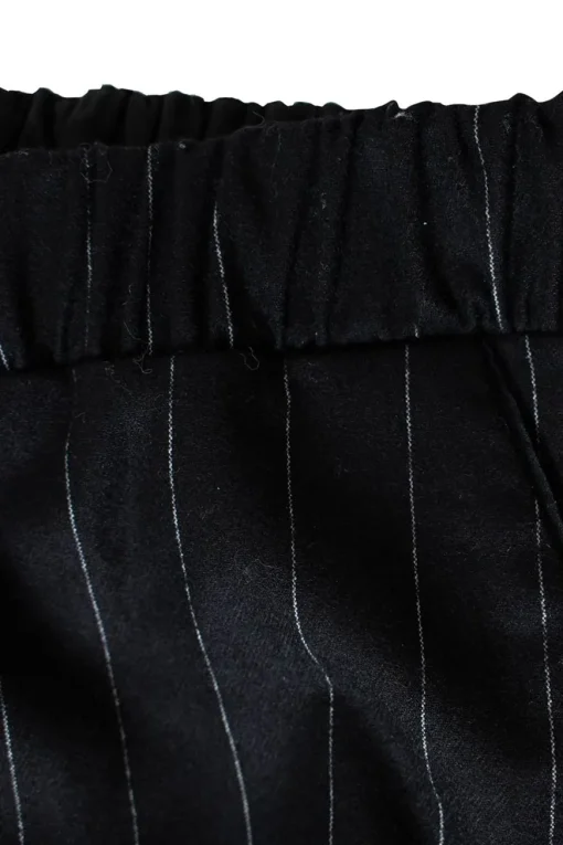 Hellessy wide legged black and white wide striped trousers in wool with side pockets, and elasticated waist band