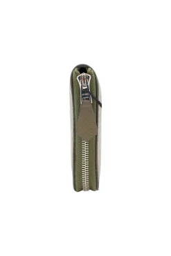 Hermes olive green leather zip up purse.
