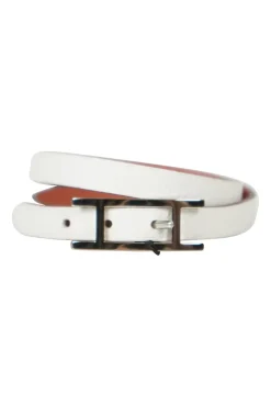 Hermès white and coral Behapi double tour bracelet