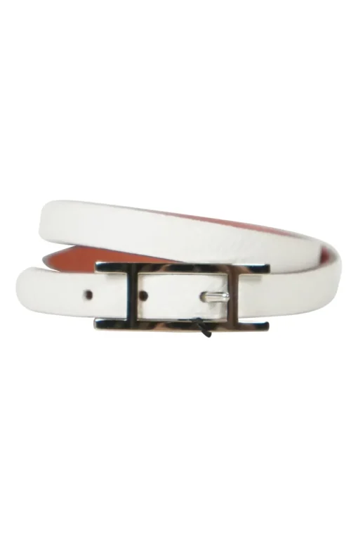 Hermès white and coral Behapi double tour bracelet