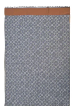 Indigo and cream Guccissima monogram jacquard reversible two-tone fringe scarf