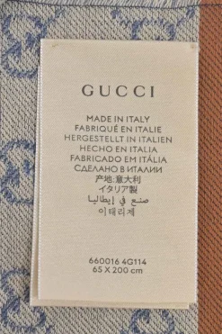 Indigo and cream Guccissima monogram jacquard reversible two-tone fringe scarf