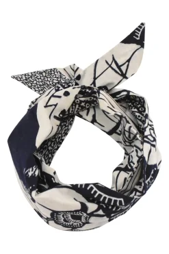 Indigo Blue and white cotton Toile De Jouy Wired Headband