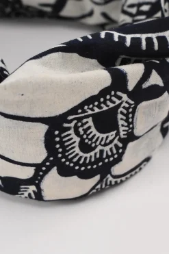 Indigo Blue and white cotton Toile De Jouy Wired Headband