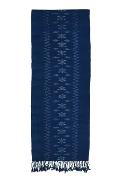 Indigo Ikat  handloom fringe scarf