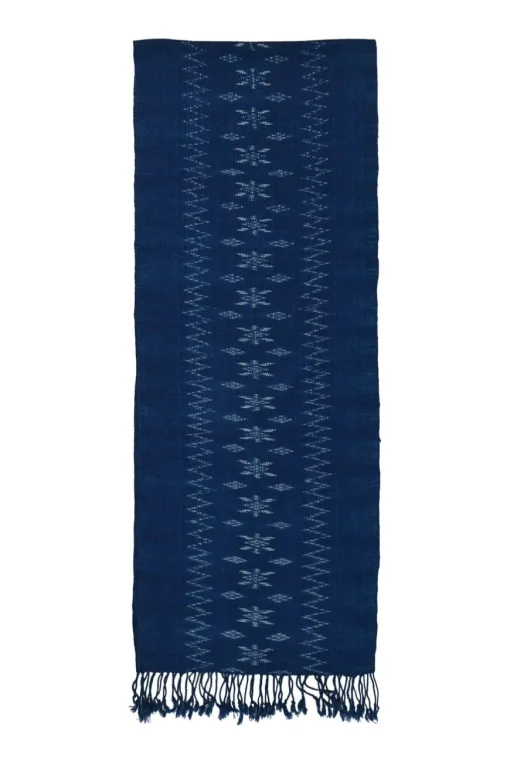 Indigo Ikat  handloom fringe scarf