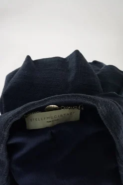 Indigo silk-linen blend single breasted notch lapel textured soft blazer with double-welt hip pockets
