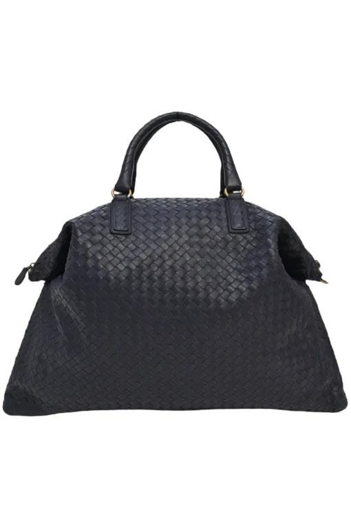 Ink intrecciato nappa leather convertible tote with detachable shoulder strap
