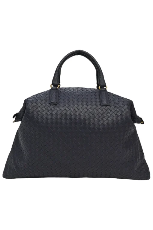 Ink intrecciato nappa leather convertible tote with detachable shoulder strap
