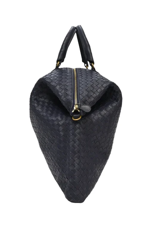 Ink intrecciato nappa leather convertible tote with detachable shoulder strap