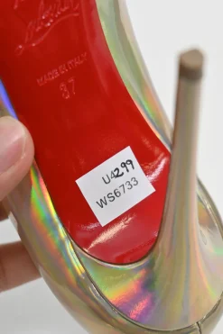 Iridescent holo leather Hot Chick 110 pointed-toe pumps