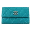 Iridescent Turquoise Quilted Flap Card Holder