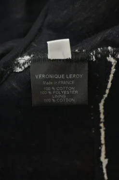 Ivory and black two-tone embroidered cotton loop terry cropped cocoon jacket with dolman sleeves