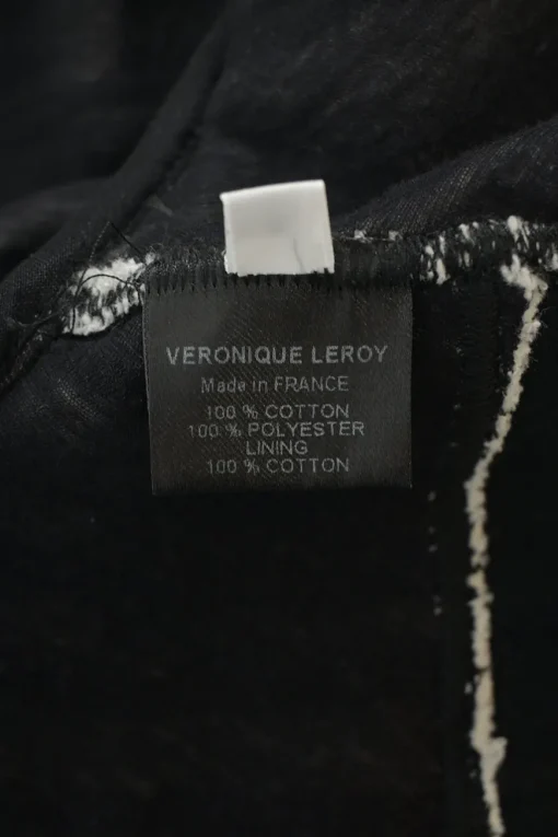 Ivory and black two-tone embroidered cotton loop terry cropped cocoon jacket with dolman sleeves