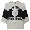 Ivory and black wool-cashmere blend two-tone signature logo intarsia cropped hoodie