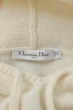 Ivory and black wool-cashmere blend two-tone signature logo intarsia cropped hoodie