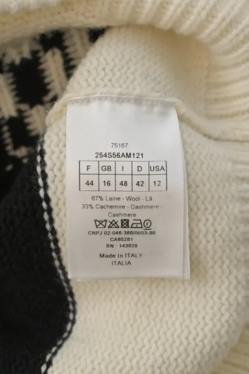 Ivory and black wool-cashmere blend two-tone signature logo intarsia cropped hoodie