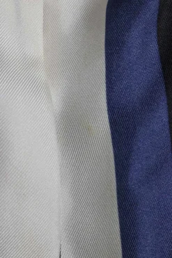 Ivory and navy striped silk twill wide-leg tailored trousers